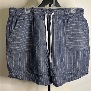 Lane Bryant Navy and White Linen Shorts